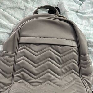 Gray Quilted Backpack